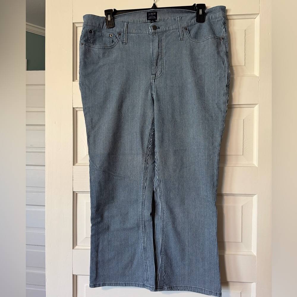 J.Crew High Rise Crop Flare in Railroad Stripe (womens)
